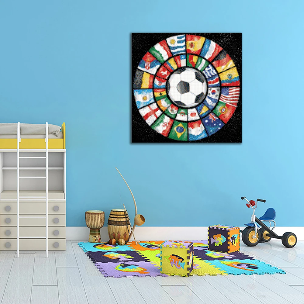 5D DIY Fußball Flagge Diamant Malerei Kreuzstich Kit voller Runde/Quadrat Bohrer Stickerei Mosaik Strass Dekor Handcreme Geschenk – Detail 3