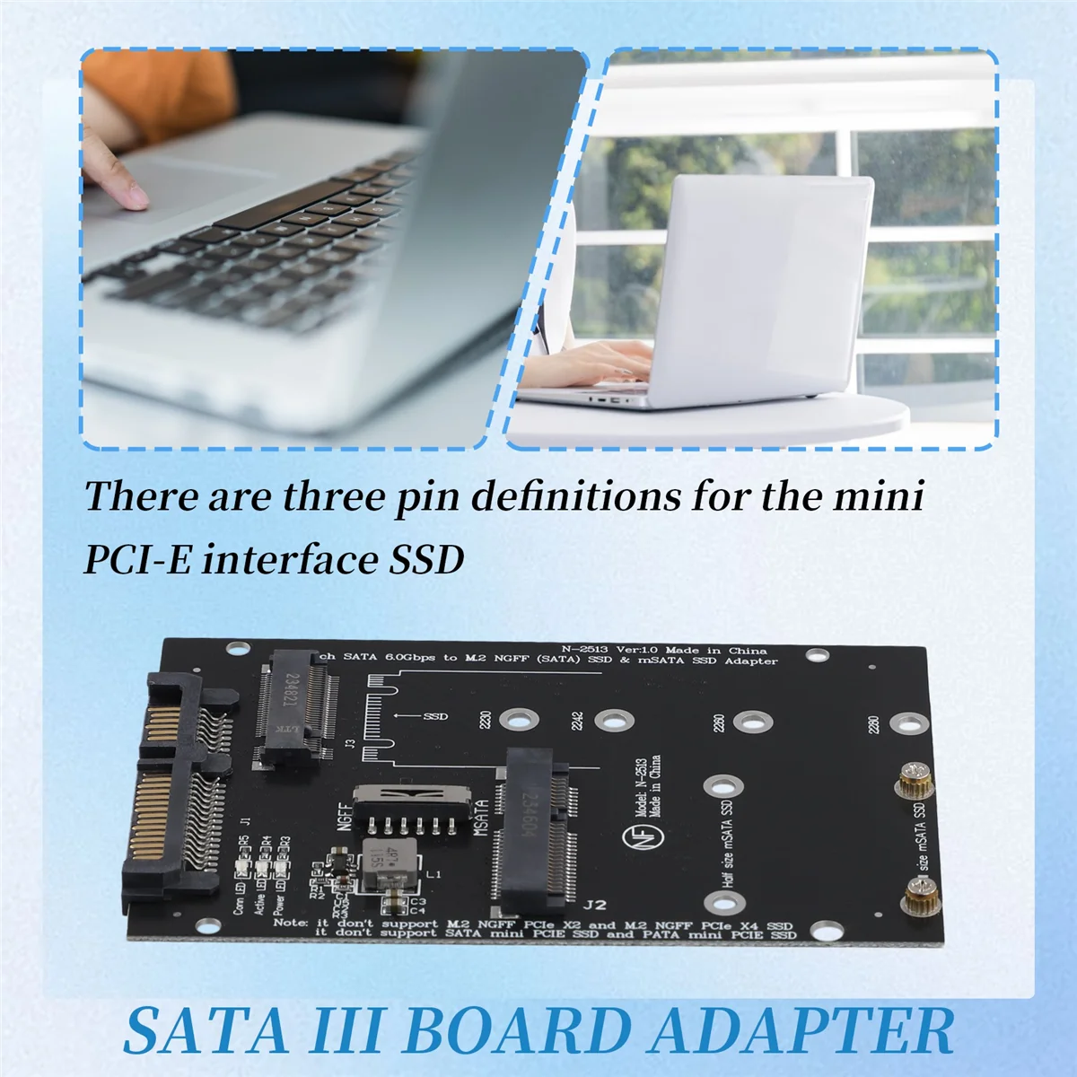 ADEGBO-Ulepszony adapter M.2 NGFF MSATA SSD na 2,5-calowy SATA 3.0 Karta konwertera 2 w 1