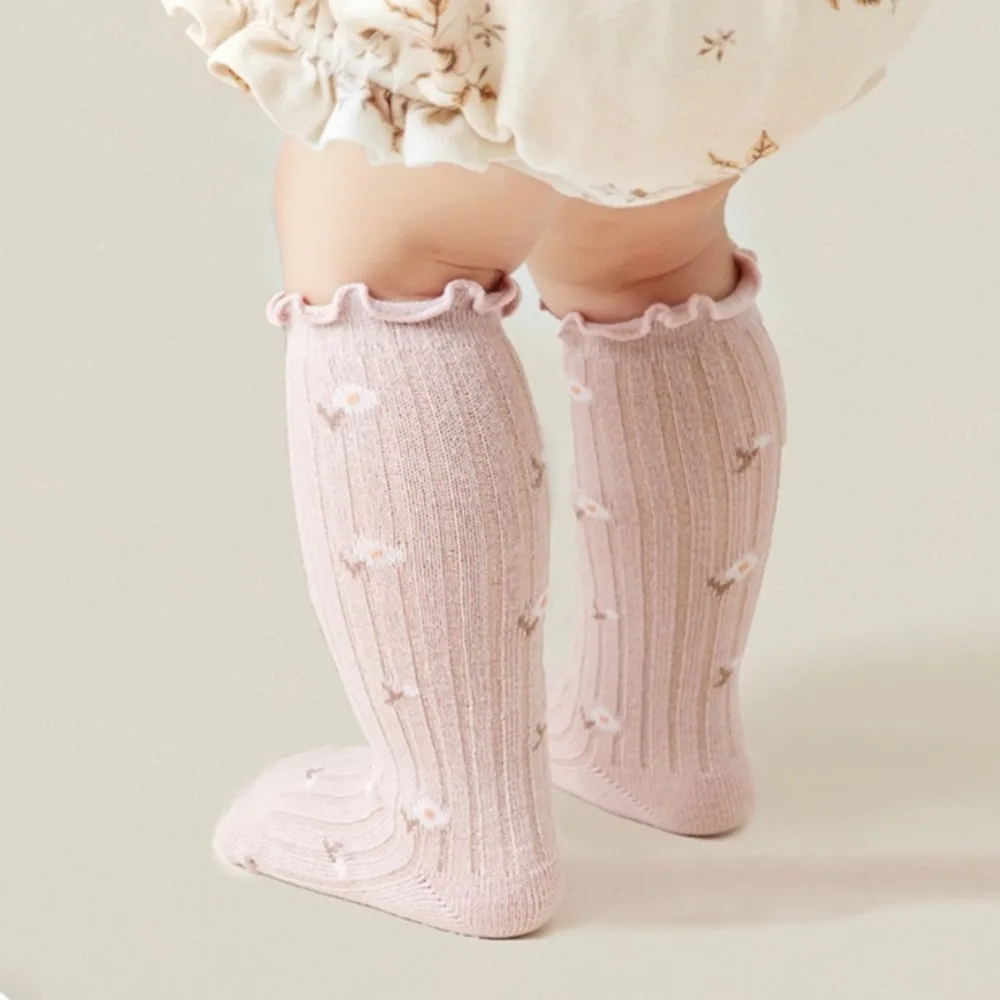 Baby Infant Flower Mid Calf Socks Spring Autumn Thin Cotton Loose Cuff Cartoon Soft Breathable Socks for Newborn Baby Clothing
