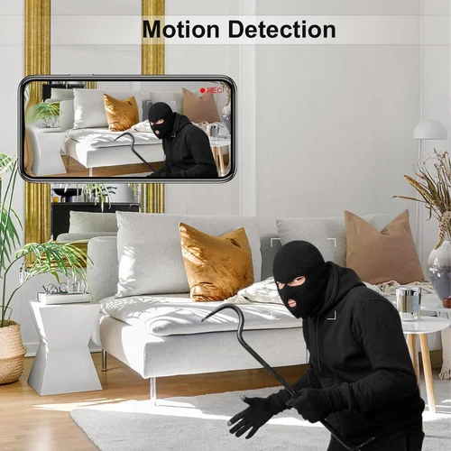 Imagen 2 del producto Mini cámara WiFi HD 1080P, Cable de lente Flexible, detección de movimiento de conversación bidireccional, recargable por USB, pequeña cámara WiFi inalámbrica