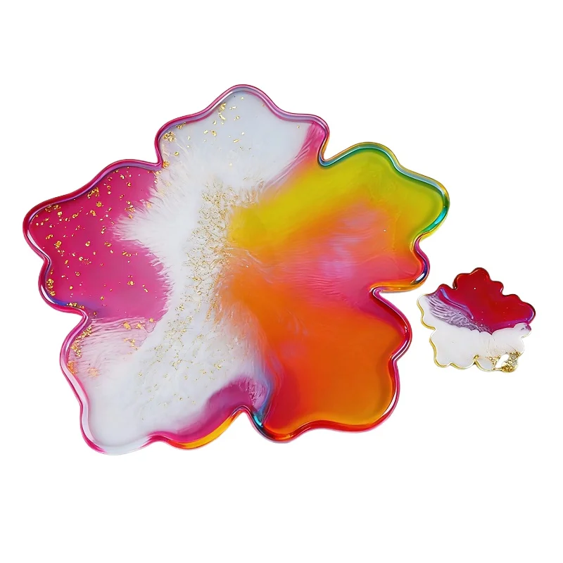 

The large flower silicone mold made of epoxy resin can be used for coasters fruit trays jewelry trays storage trays and tables