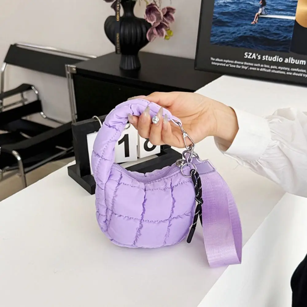 Portable Solid Color Cloud Pleated Coin Purse Mini Handbag Korean Style Small Wallet Quilted Bag Pendant Outdoor