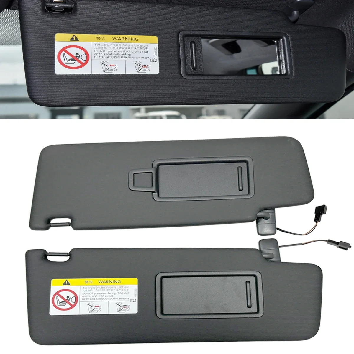 X1 or X2 Black Interior Sun Visor with Mirror for VW Tiguan MK2 AD RLine Touran 5T ID.4 Skoda Kodiaq 2020 5TA857551 5TA857552