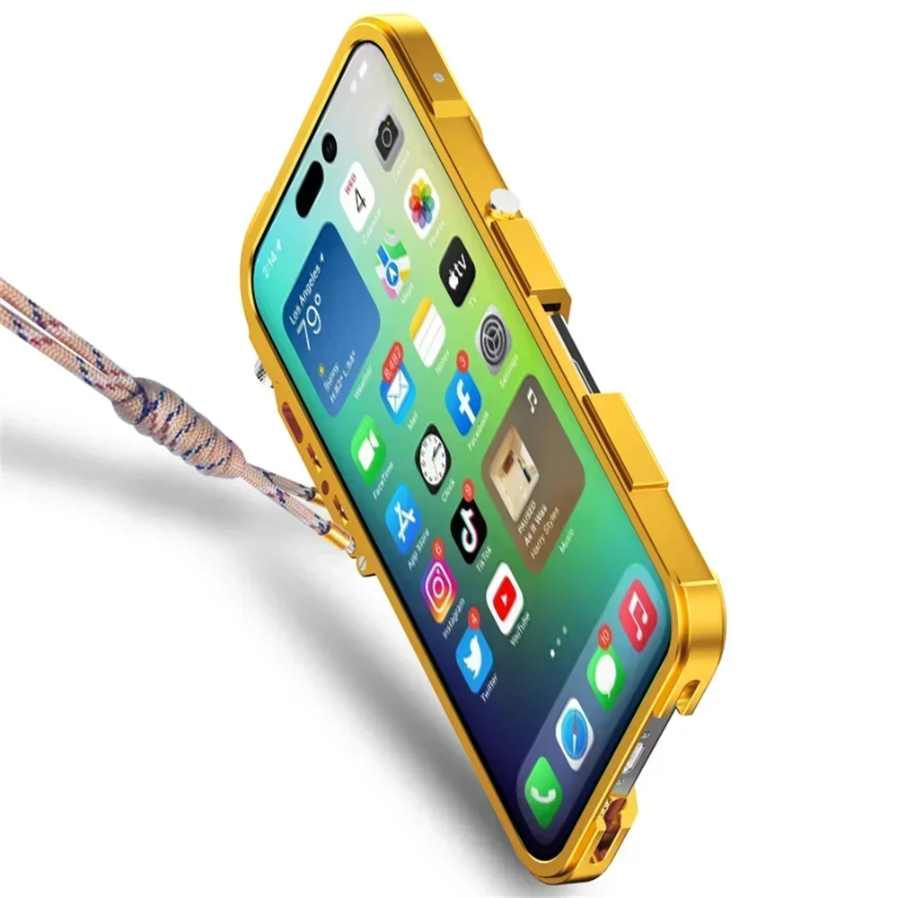 Shockproof Metal Bumper Case For iPhone 12 13 14 15 16 17 Pro Max Case Luxury Aluminum Frame Cover Funda For iPhone 16 Plus Case