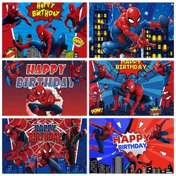 Disney Spiderman Party Backdrop Children's Birthday Decoration Vinyl Photography Background Baby Shower Photo Shoot Banner Props