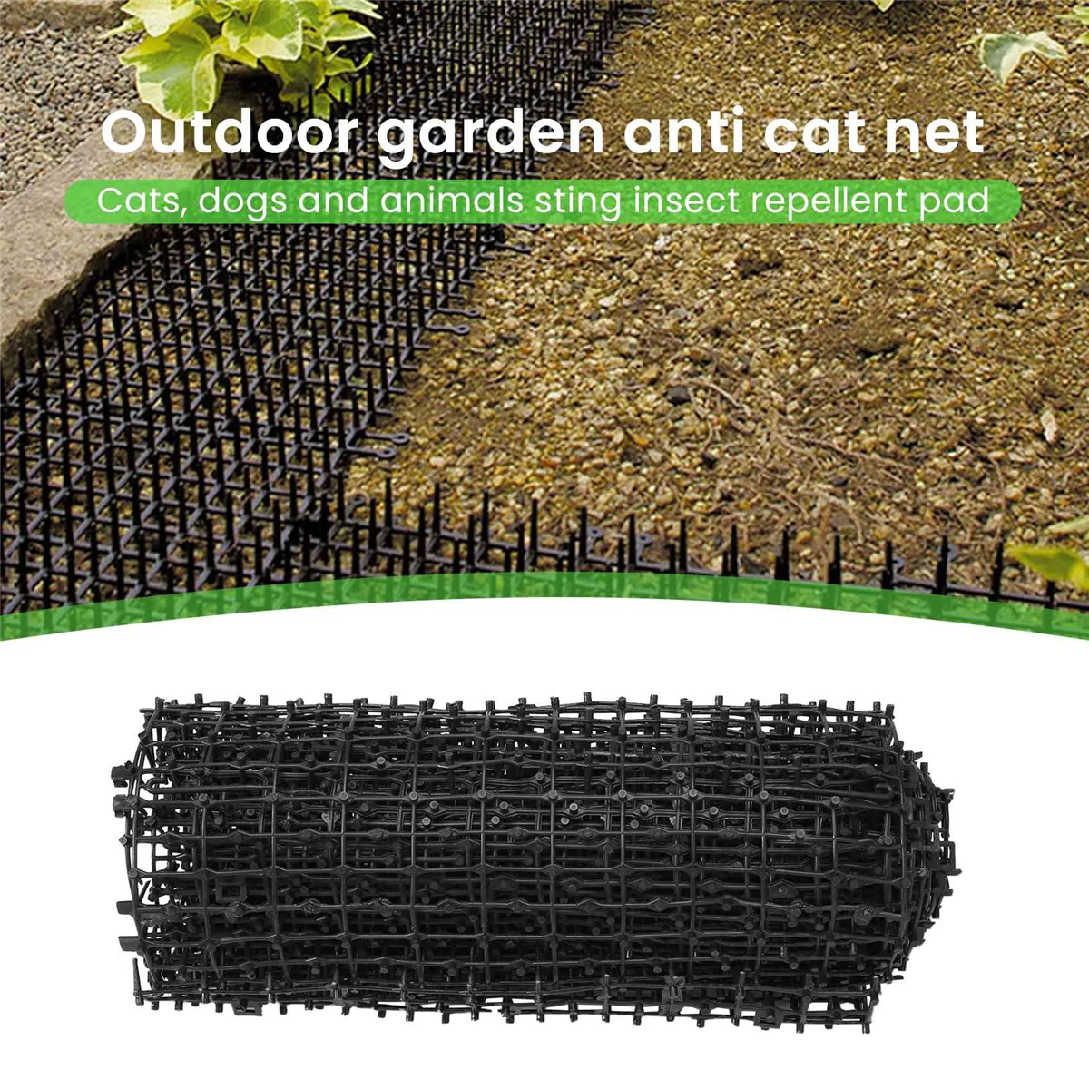 AT77 Cat Scat Mat with Spikes, Cat Dog Animal Spikes Repellent Deterrent Mat, Indoor Cat Outdoor Mat for Garden , 2M x 0.3M