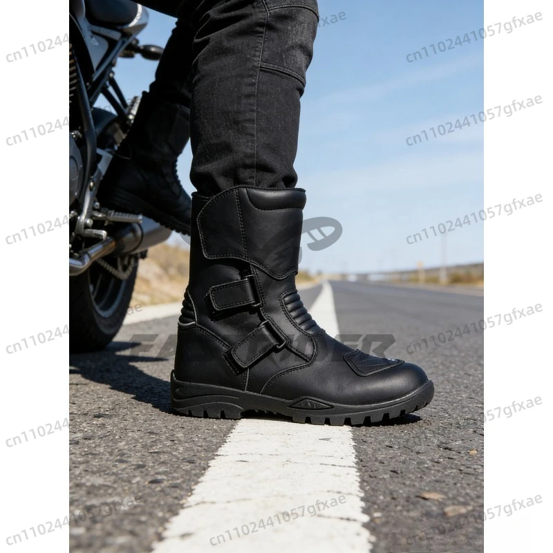 

Motorcycle Men's Road Racing Boots Cowhide Waterproof Anti-drop Shoes Motorcycle Riding Boots Road Racing Motociclista Bota