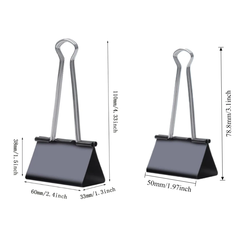 50/60mm Binder Clips, for Office and Home Supplies, Bill Folder, Drawing Board Folder, Extra Large Clips Heavy Duty Paper Clamps image 2