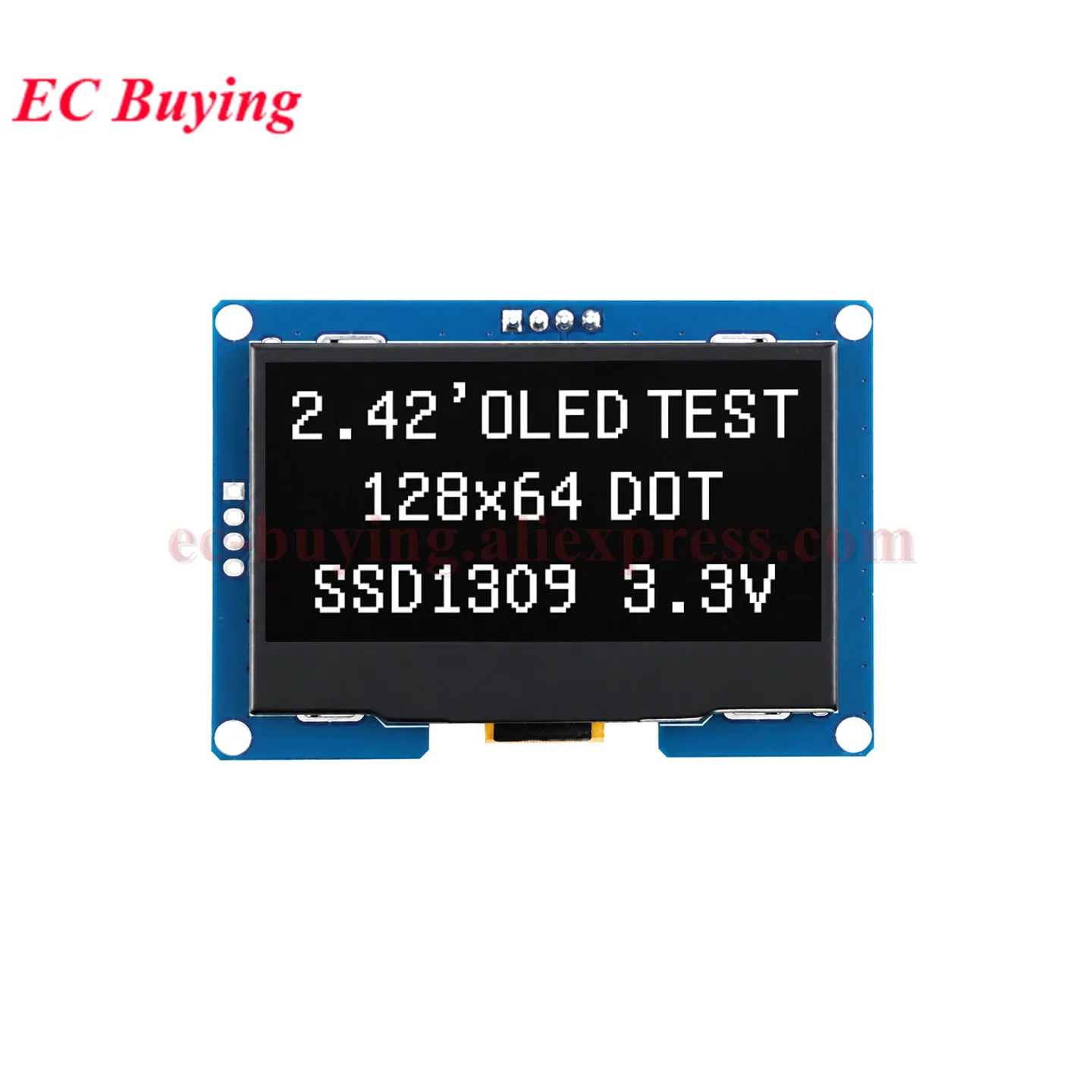 Módulo de Display OLED de 2,42 polegadas, Tela LCD de 2,42'' 128x64 Pontos 12864 com Driver SSD1309 SPI/IIC I2C Branco Azul Amarelo Verde 4 7 Pinos