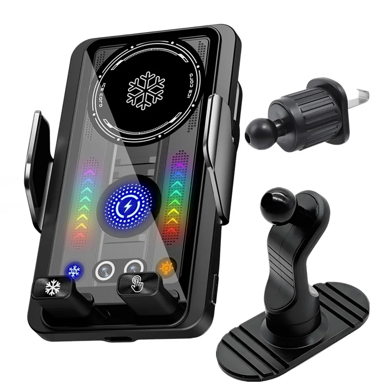 15W Kühlende Auto-Handyhalterung mit kabellosem Ladegerät und 360°-Drehung für Samsung S25 iPhone 17 16 15 14 13 12 Pro Max