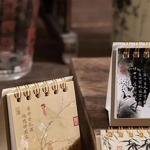 2026 Mini Simple Calendar Small Desk Calendar Creative Coil Calendar Planner Desktop Decoration Office Stationery