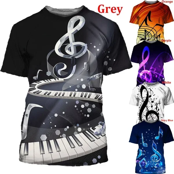 

Funny Unisex Pullover Sportwear Colorful 3D Sweatshirts Hip Hop T Shirt Summer New Fashion Piano Musical Note Printed T Shirt