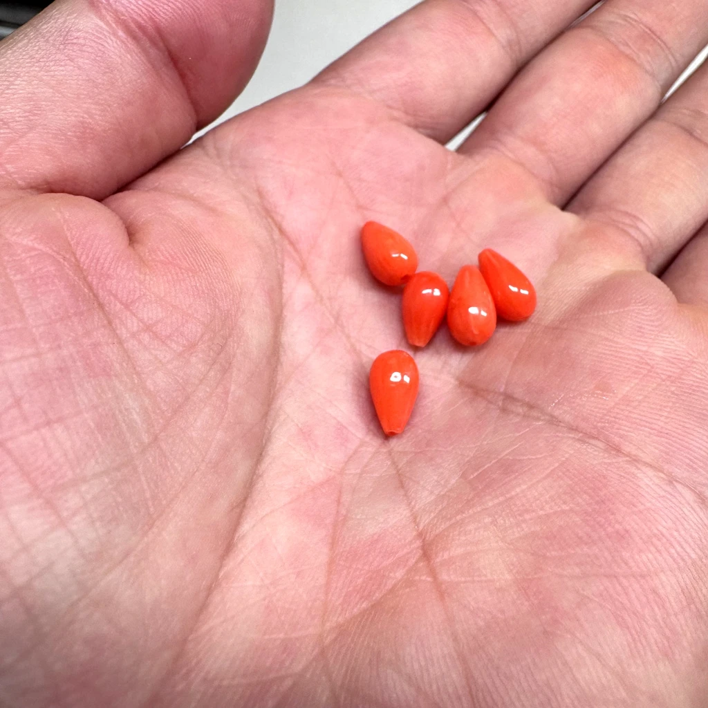 Wholesale 5pcs Natural Orange Coral Bead 5x9mm Tear Drops Sea Bamboo Coral Bead Earring Pendants For Jewelry,Through Drillied