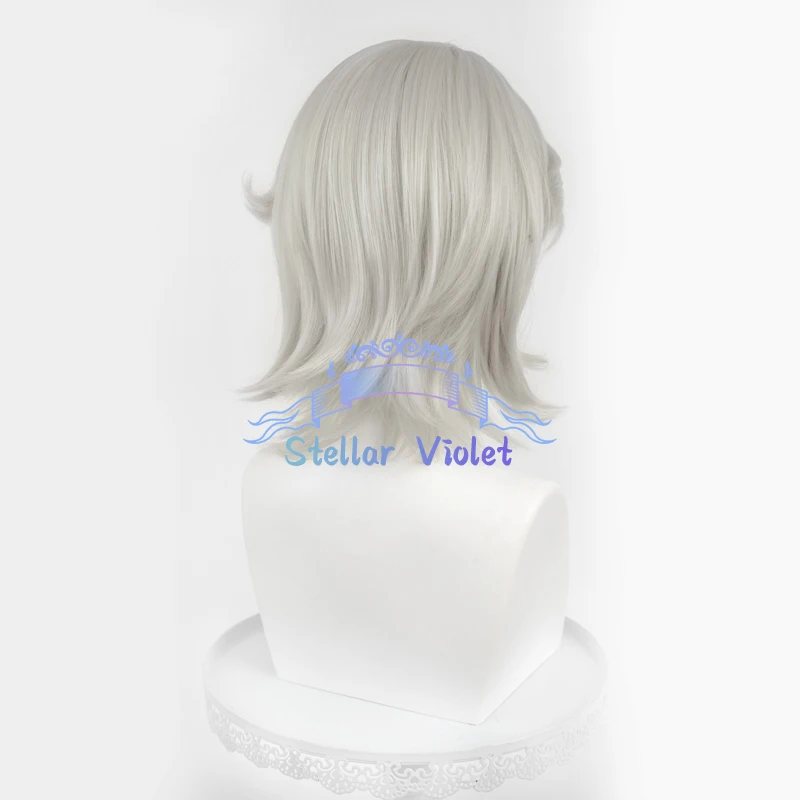 Game Identity V Wig Patient Emil Cosplay Wigs Cosplay Costumes 35CM Short Silver White Patient Emil Synthetic Wigs Anime Party