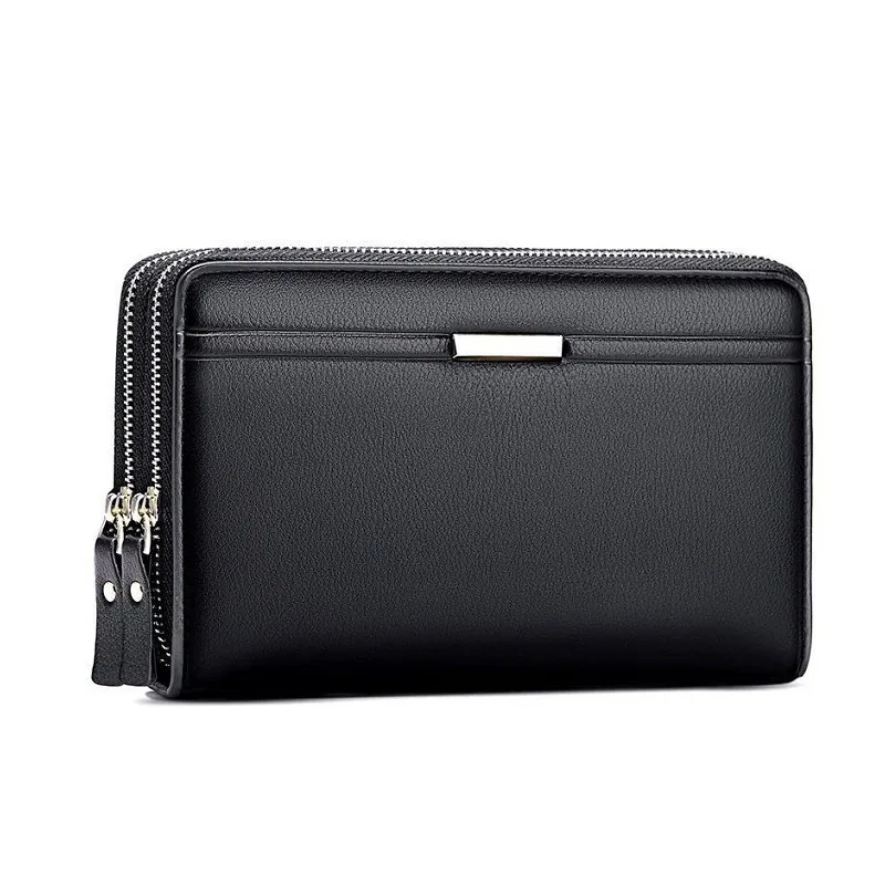 Men's Double Zipper Wallet Multi-Card Organizer Business Handbag Fashion Accessory Gentleman's Bill Money Bag