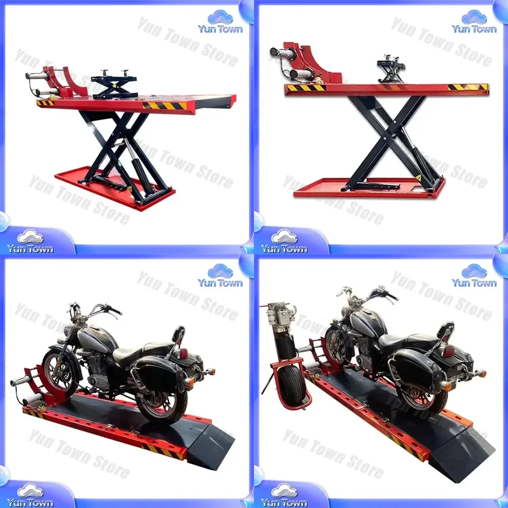 Car Lift for 600kg Pneumatic Hydraulic Scissor Lift for Motorcycle Car Parking Hoist Ramp for Auto Repair Shop Garage