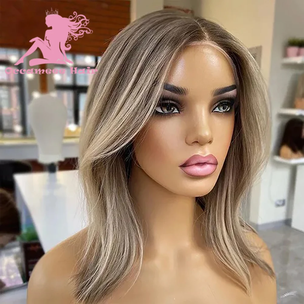 Cabelo humano cheio de renda marrom destaque loira perucas de cabelo virgem brasileiro 13x4 13x6 360 peruca frontal pré-selecionado hd renda transparente