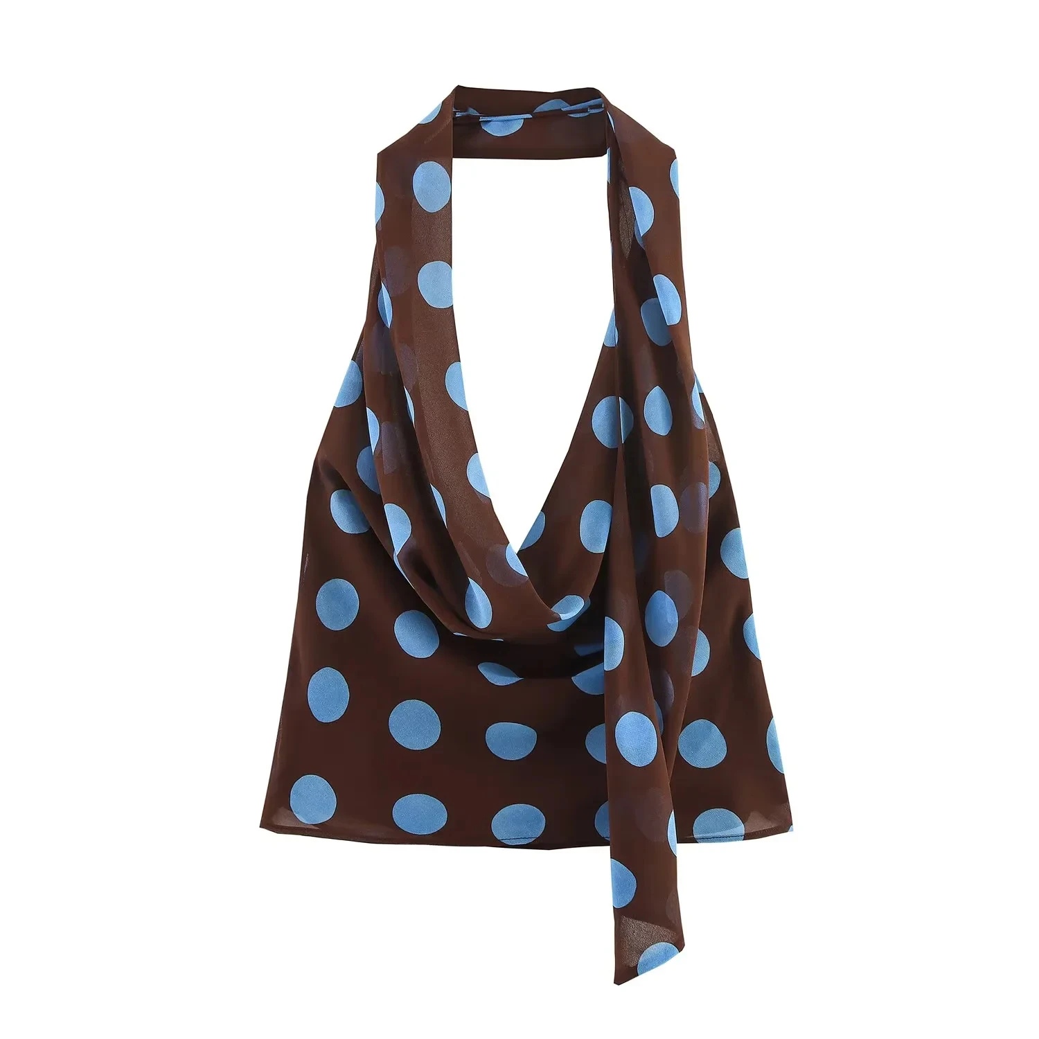 Polka Dot Printed Midi Skirts Two Piece Sets for Women 2025 Summer Chic Scarf Halter Top Suits Beach Woman 2 Piece Outfits   3.