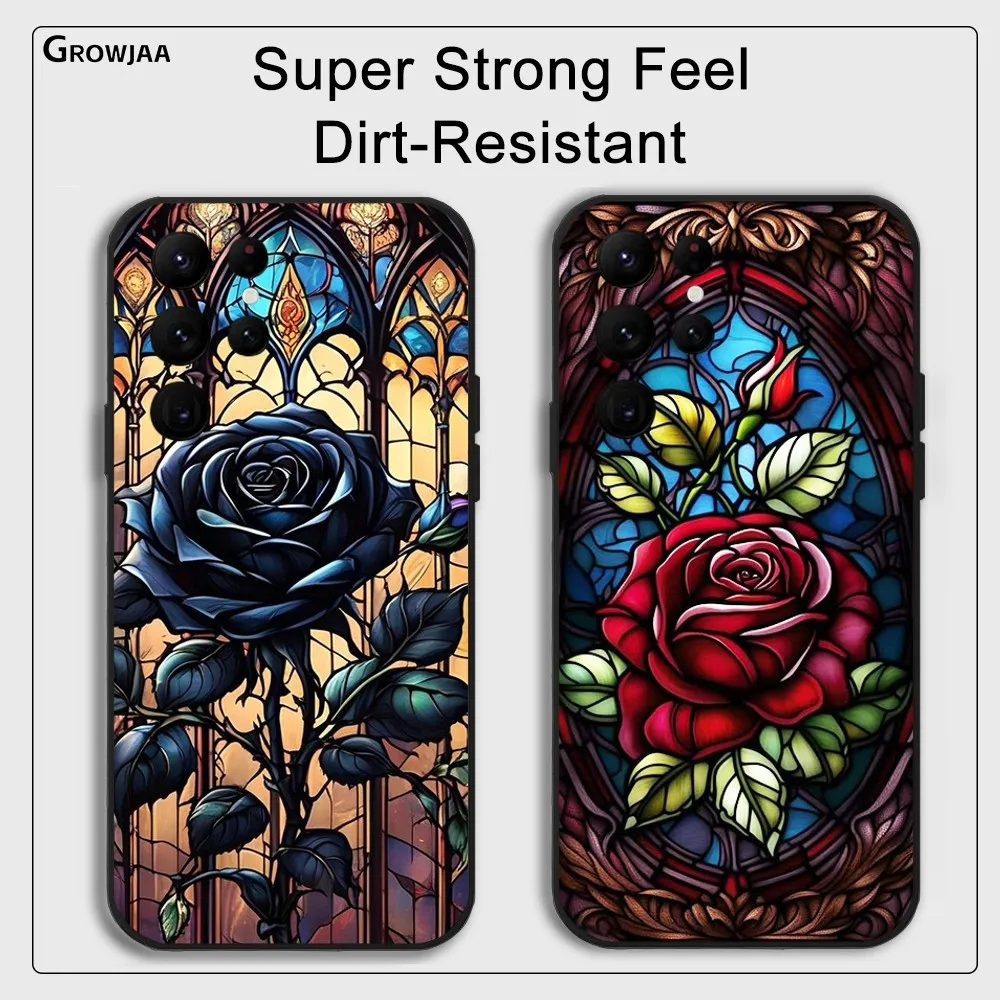 

Art Flowers Goth Phone Case for Samsung Galaxy S24 Ultra S22 S23 Ultra S21 S20 5G Protective Silicone TPU Funda