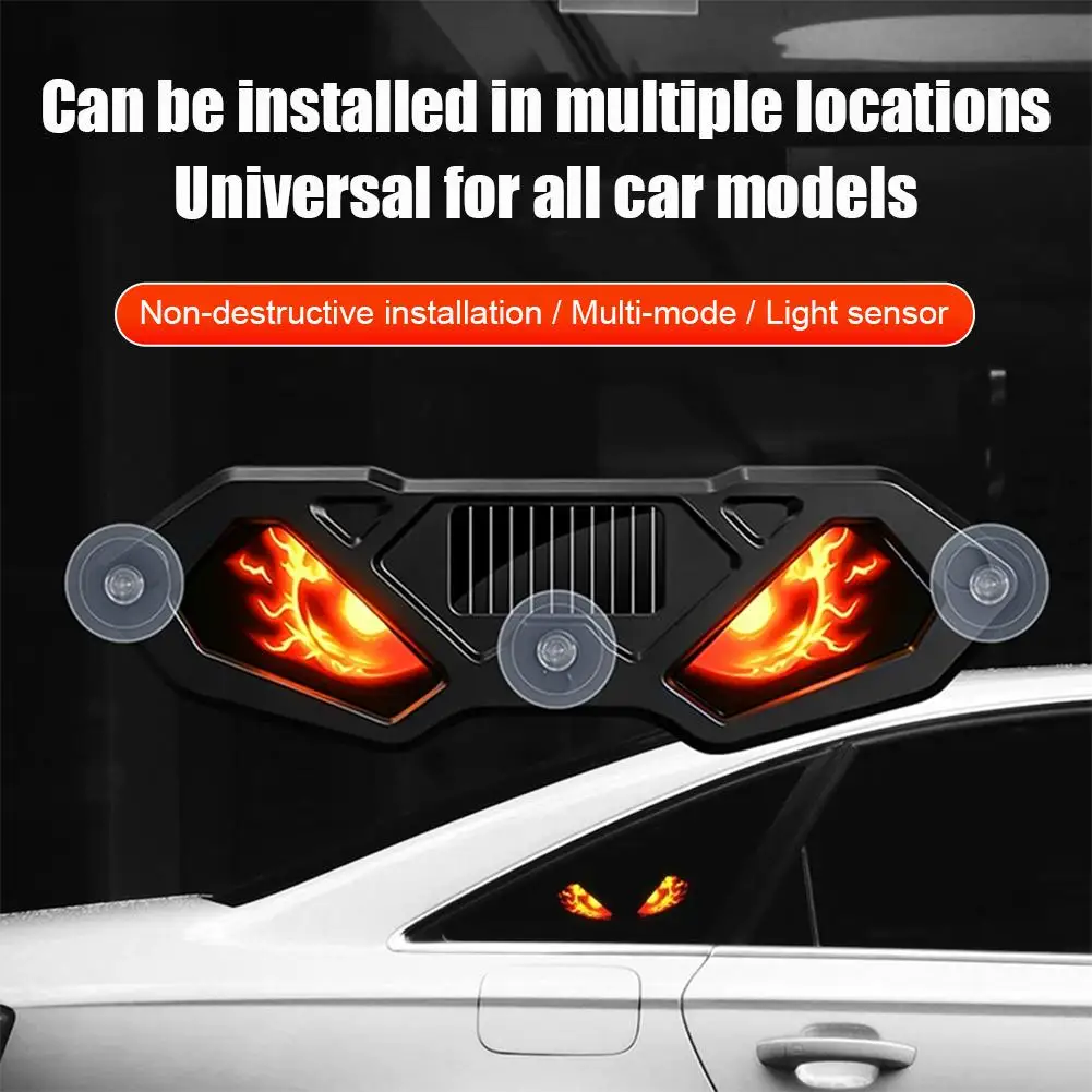 Creative Car Demon Eye Light Cool Flashing Solar Warning Light Safety Suction Cup Installation Rear Window Light Auto Decoration
