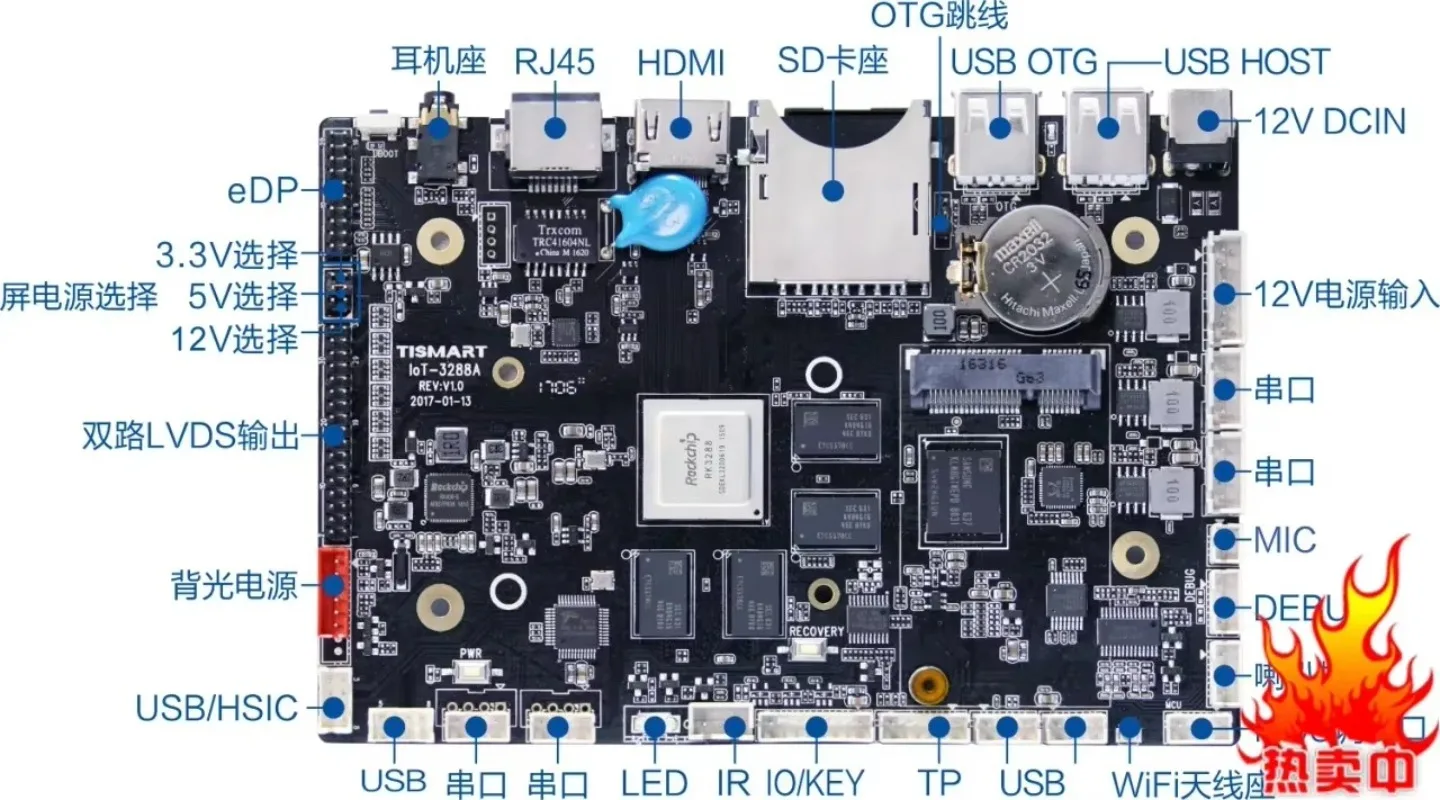 RK3288 Quad-core Android Industrial Control Board Face Recognition Motherboard Vending Machine Delivery Cabinet Main Board