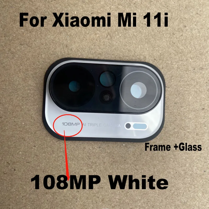 New For Xiaomi MI 11i MI11i 5G Back Camera Glass Rear Lens With Frame Cover Holder Bezel Sticker Adhesive Replacement