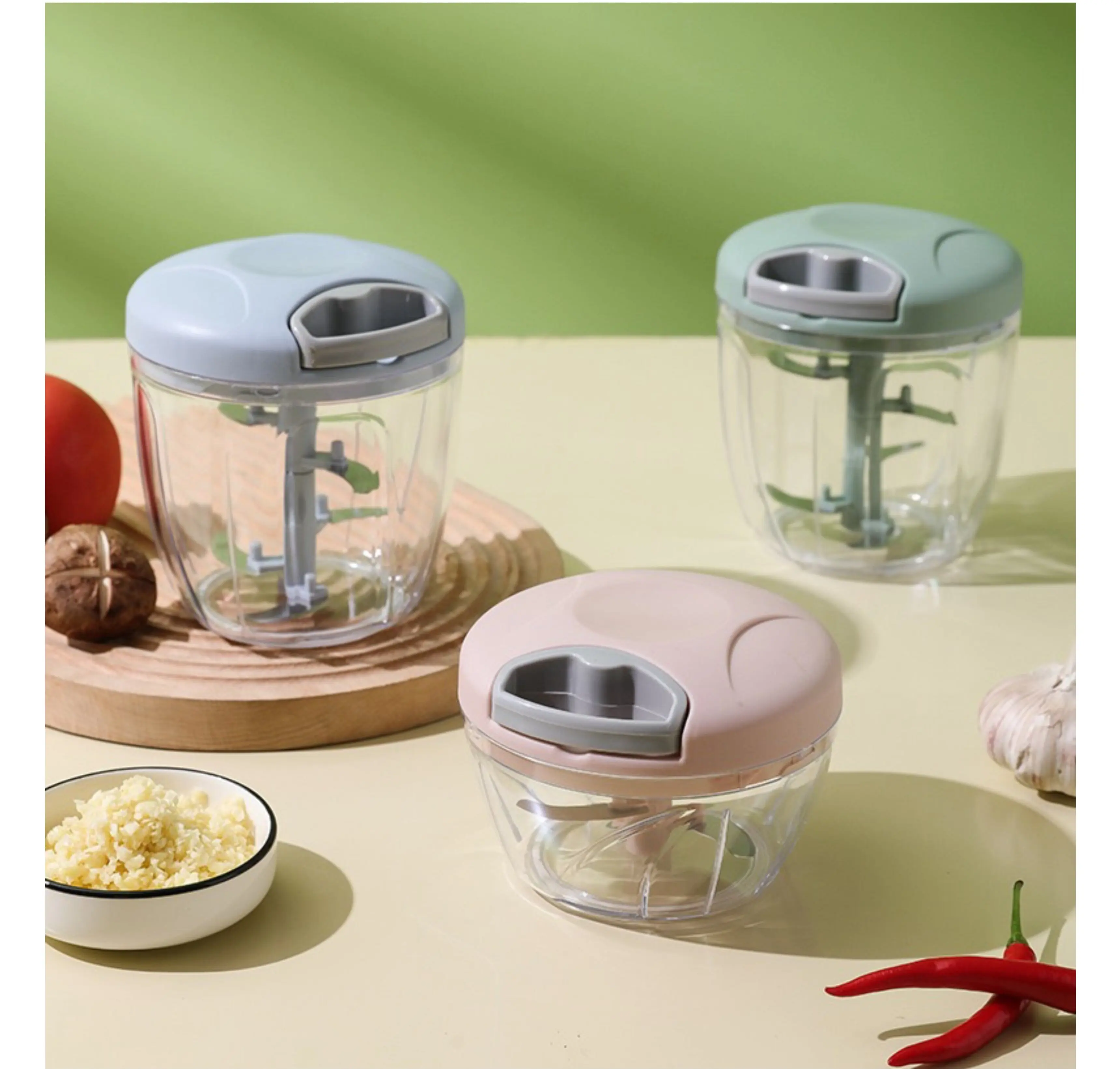 900ML Manual Meat Stuffing Machine Rotary Garlic Press Garlic Chopper Vegetable Onion Chopper Kitchen Cooking Accessories