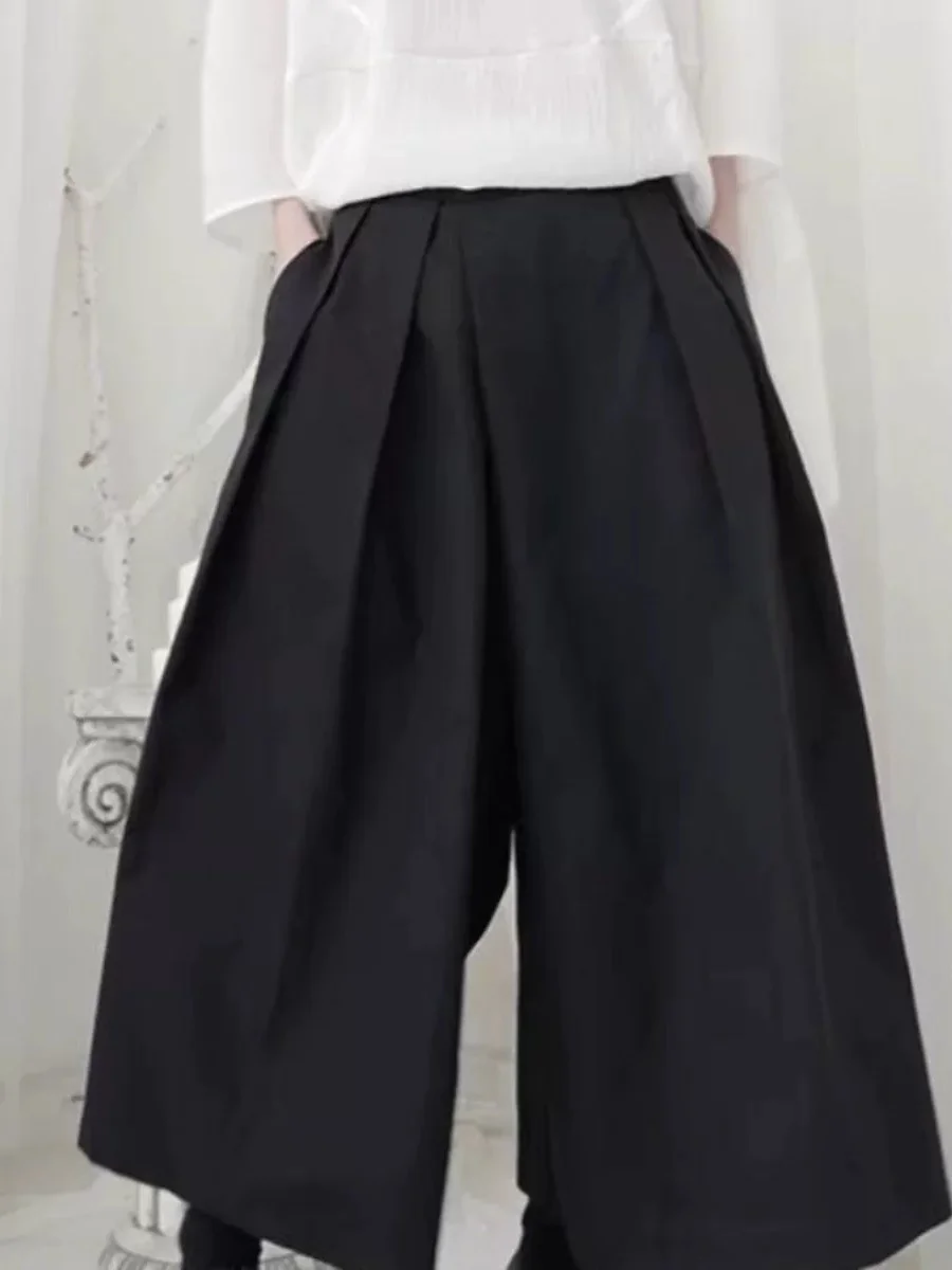 

Брюки-юбка с высокой талией и широкими штанинами, укороченные, в стиле ex k Sle, утягивающие, фасона «фонарик», повседневные, свободного кроя, на все сезоны