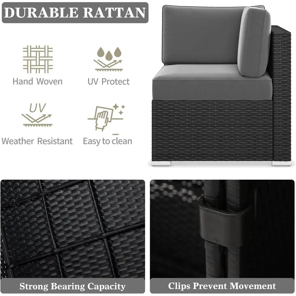 8-Piece Outdoor Wicker Sofa Set with 44 Gas Fire Pit Table and Coffee Table image 4