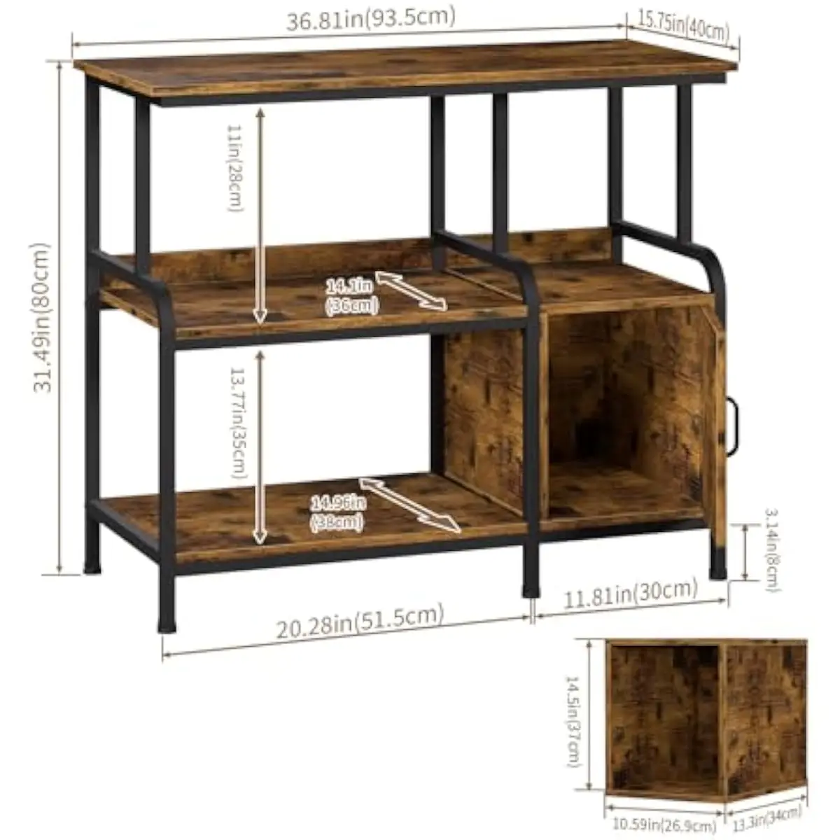Heavy-duty floor-mounted rectangular aquarium stand for 20–37 gallon tanks • 3-tier laminated wood and metal construction • rust