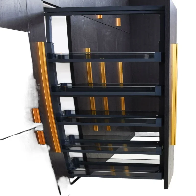 Hanging basket, narrow space, multi-layer tempered glass basket, next to the refrigerator