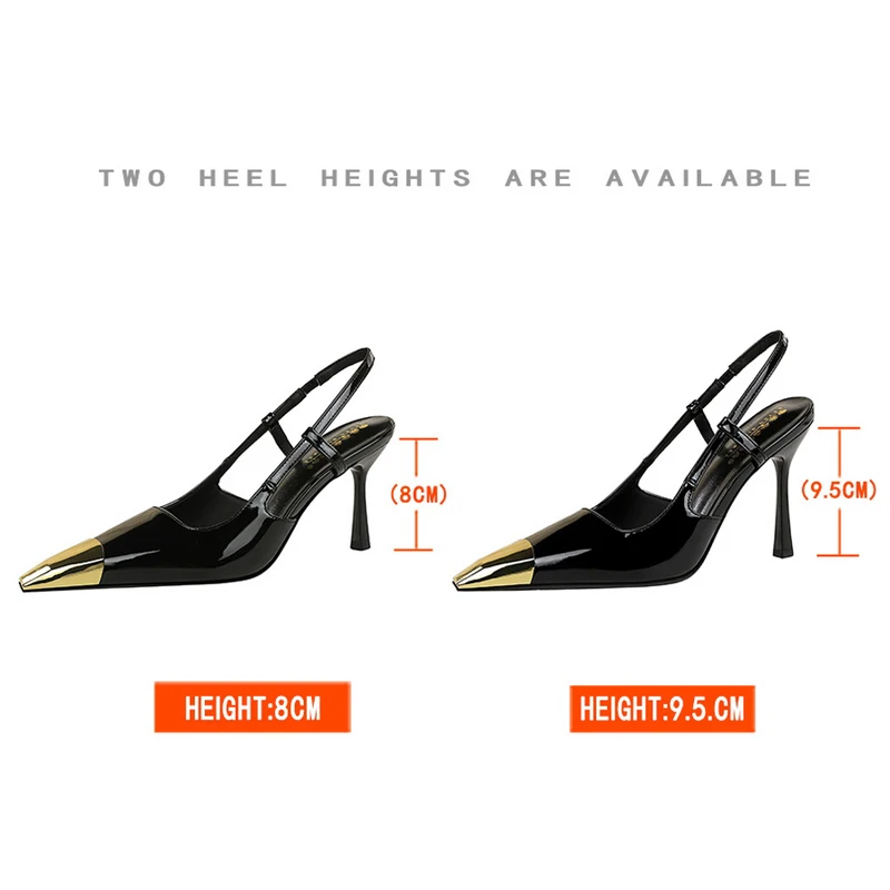 Sommer Damen Sandalen Leopardenmuster High Heels Metall spitze Spitze Hochhackige Sandalen Hinten leer Hinterer Riemen Stiletto Heels Lady