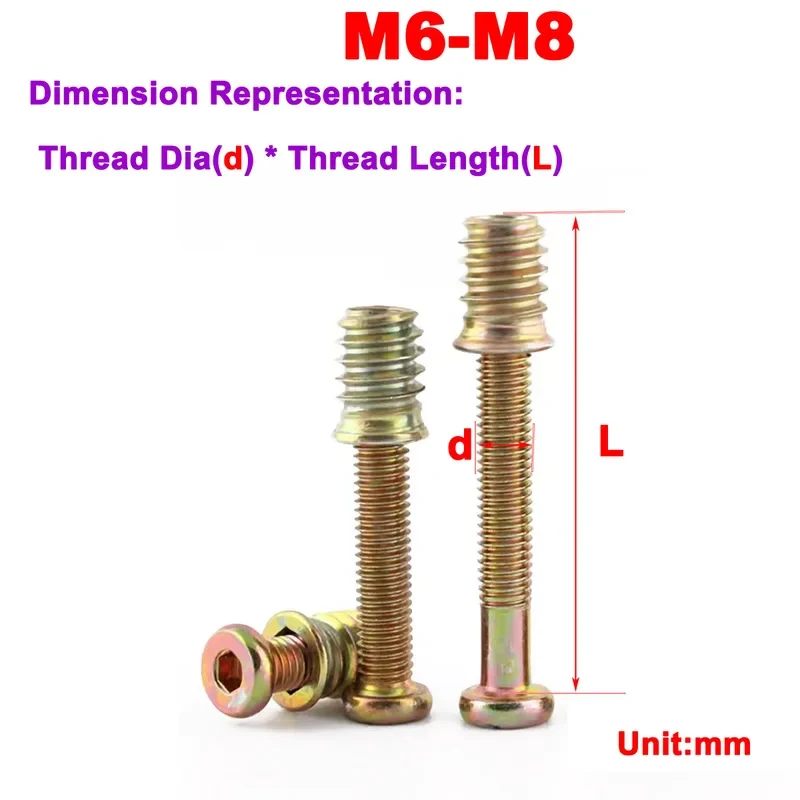 

M4-M10 Color Zinc Plated Woodworking Screw & Nut Assortment / Round Head Hex Drive with Embedded Trapezoidal Butt Joint Nuts