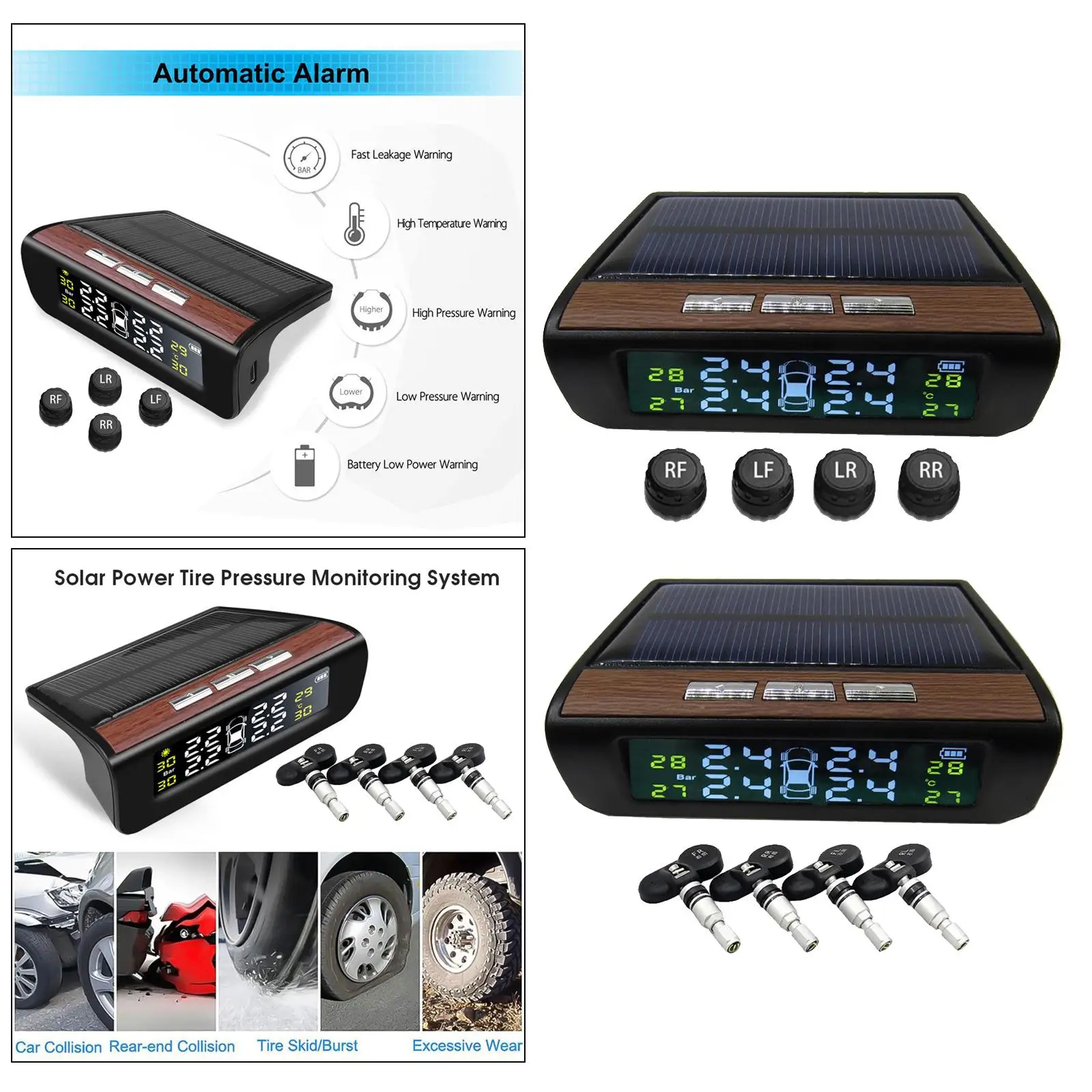 

TPMS Автомобильная система контроля давления в шинах, датчик зарядки солнечной энергии, автоматический