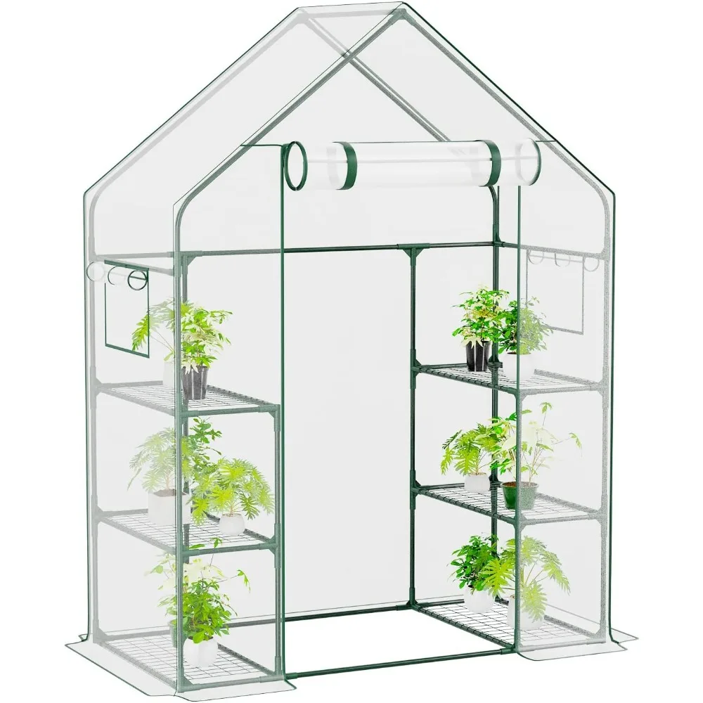 

Green House, Waterproof Green Houses for Outside, Portable Greenhouses for Outdoors with Roll-Up Zipper, and Shelves, Small Gree