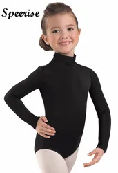 Speerise Niñas Spandex Manga larga Cuello alto Ballet Gimnasia Leotardos para niños Trajes de baile para niños pequeños одеж Б для тан sito