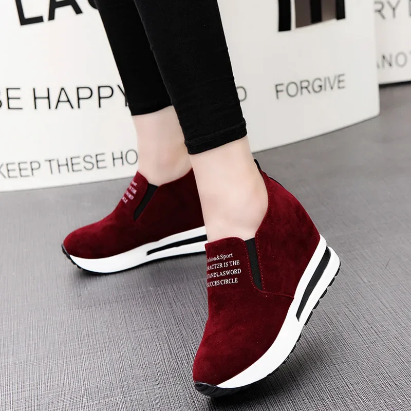 Platform Shoes for Women Casual Hidden Slope Heel Sneakers Women\'s Vulcanized Shoes Breathable Wedge Increase Shoes Women Tenis