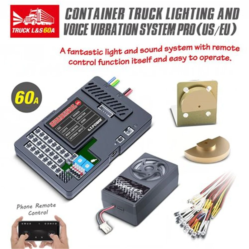 G.T.Power Container Truck Lighting And Voice Vibration System PRO With 60A ESC Output For RC Car Parts