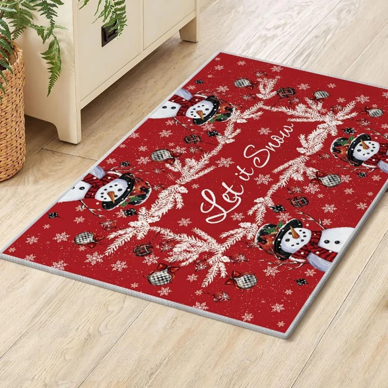 Red Snowman Christmas By Mat Winter Home Decoration Bedroom Living Room Entrance Floor Mat 61X90cm