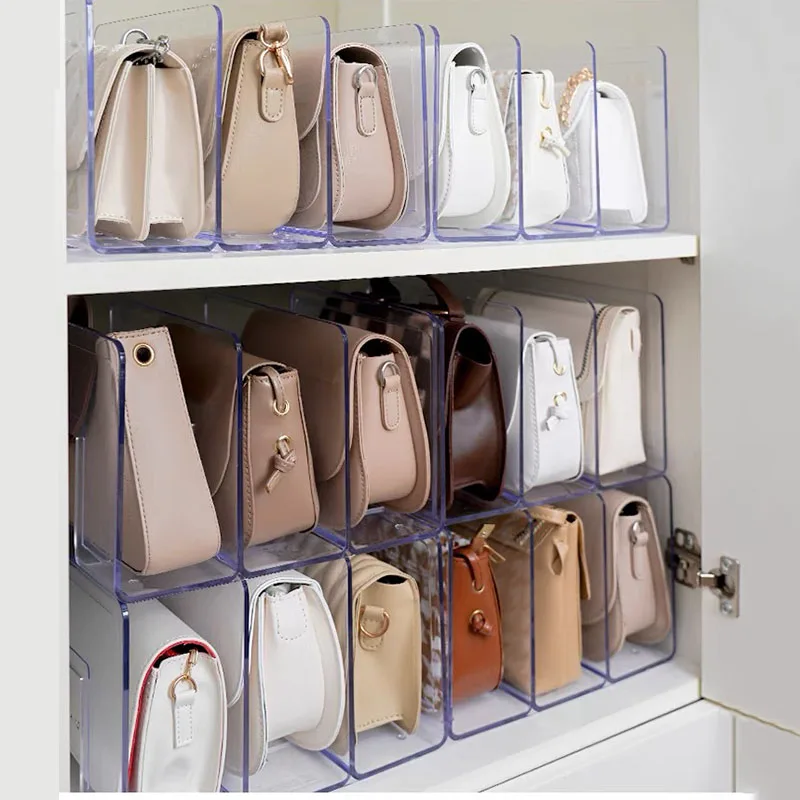 

Handbag Storage Rack Holder Wardrobe Divider Shelf Women Luxury Bag Partition Display Cabinet Clear Acrylic Purse Storage Racks