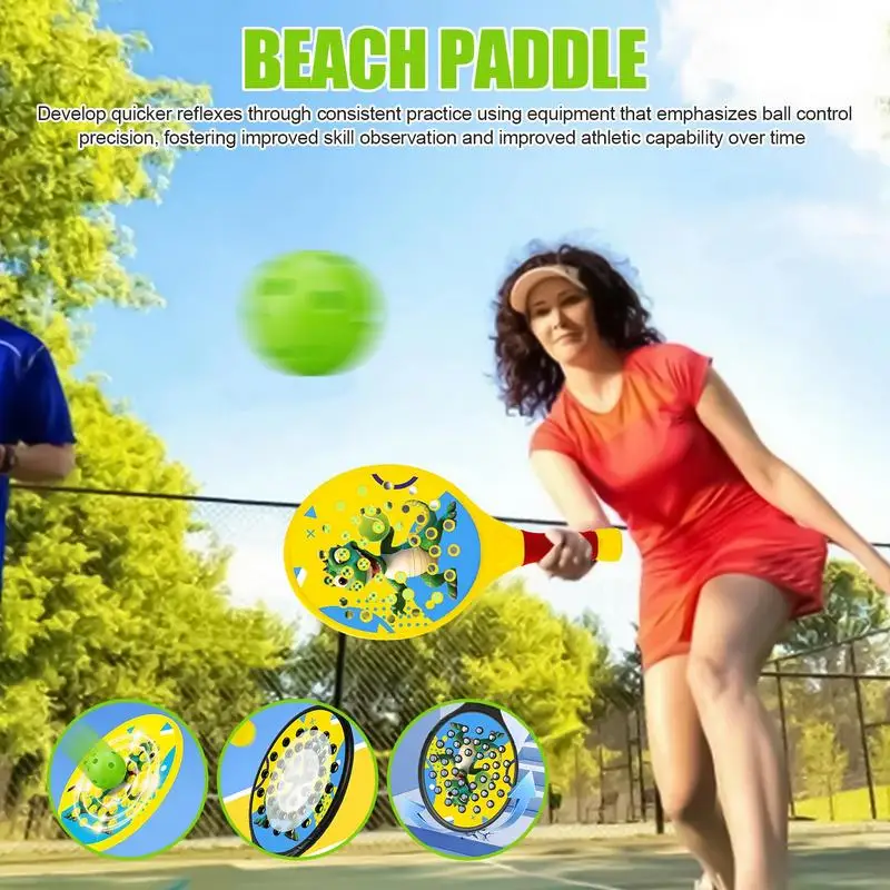 

Pickle Ball Racket Cute Dinosaur Pickle Ball Racquet Set Dinosaur Lightweight Sport Accessories With 4 Balls Portable Outdoor