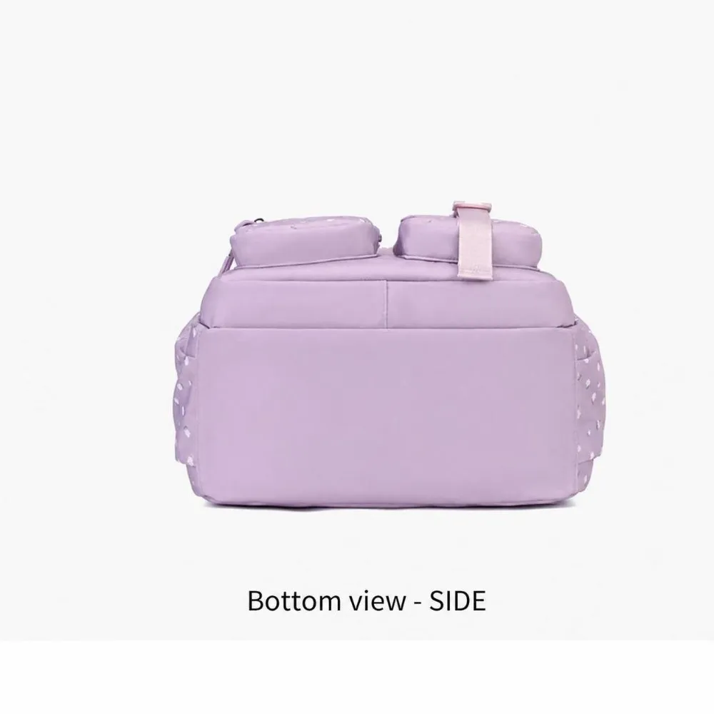 Sturdy Multicolor Bowknot Backpack Lightweight Multi Pockets School Bag Flower Printed Large Capacity Shoulder Bag Girl