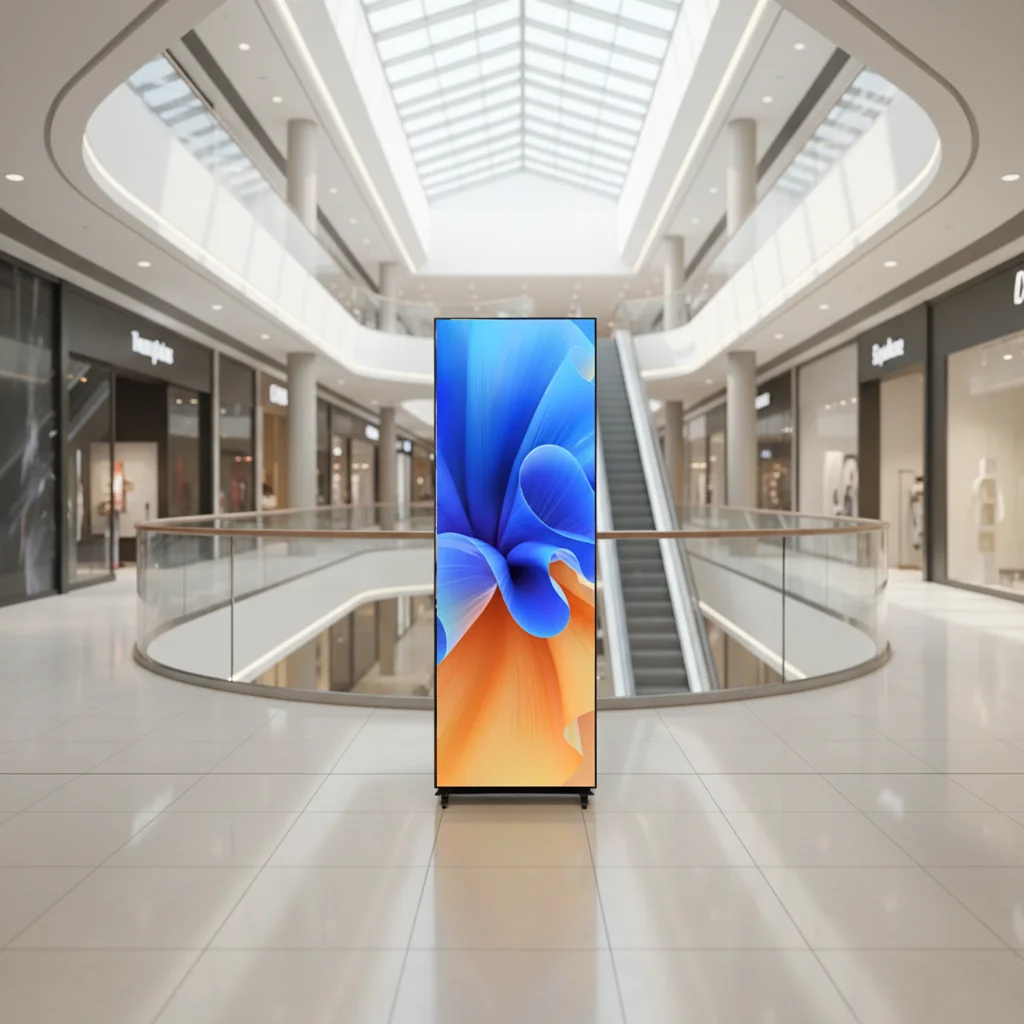Indoor Advertising Machine Poster LED Display, Portable Smart P2 Mall Animation, Foldable Mobile WiFi-controlled Digital Signage