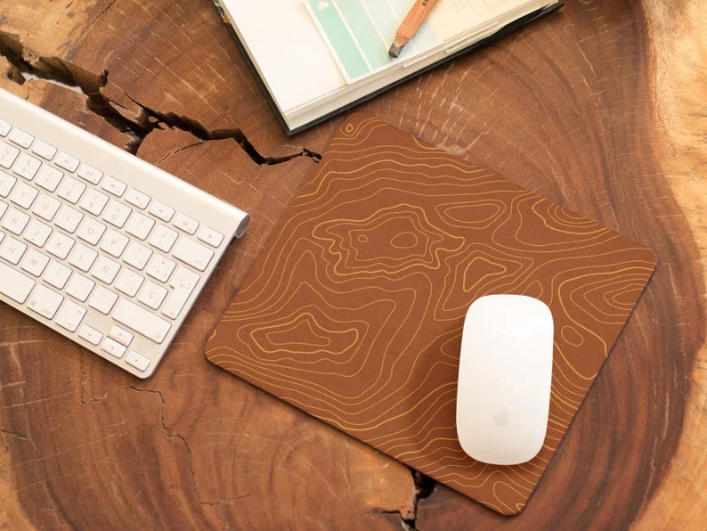 Customizable Topographic Map Mouse Pad: Abstract Nature-Inspired Desk Mat