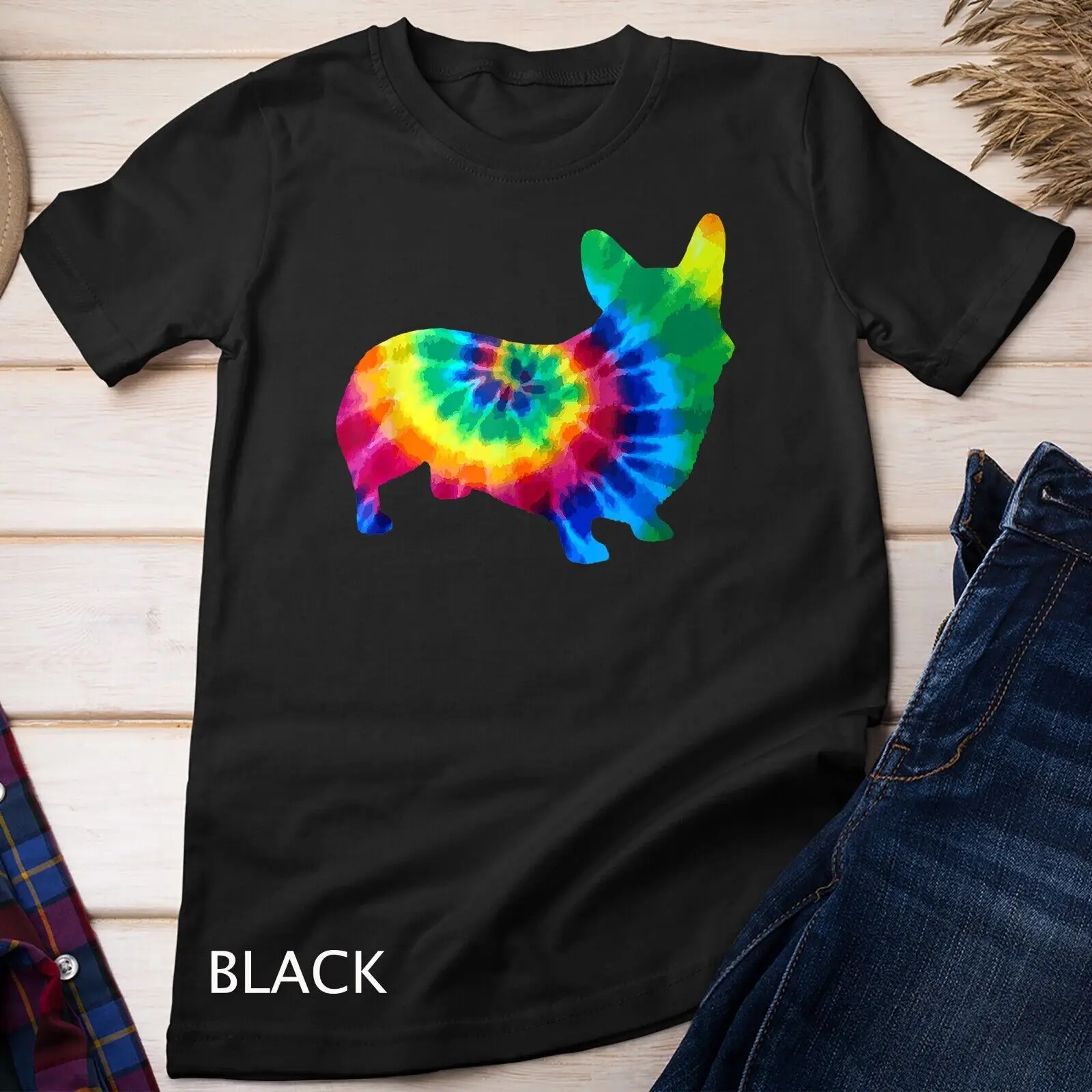 Corgi Tie Dye Vintage Hippie Dog Corgi Mom Dad T-Shirt Unisex T-shirt