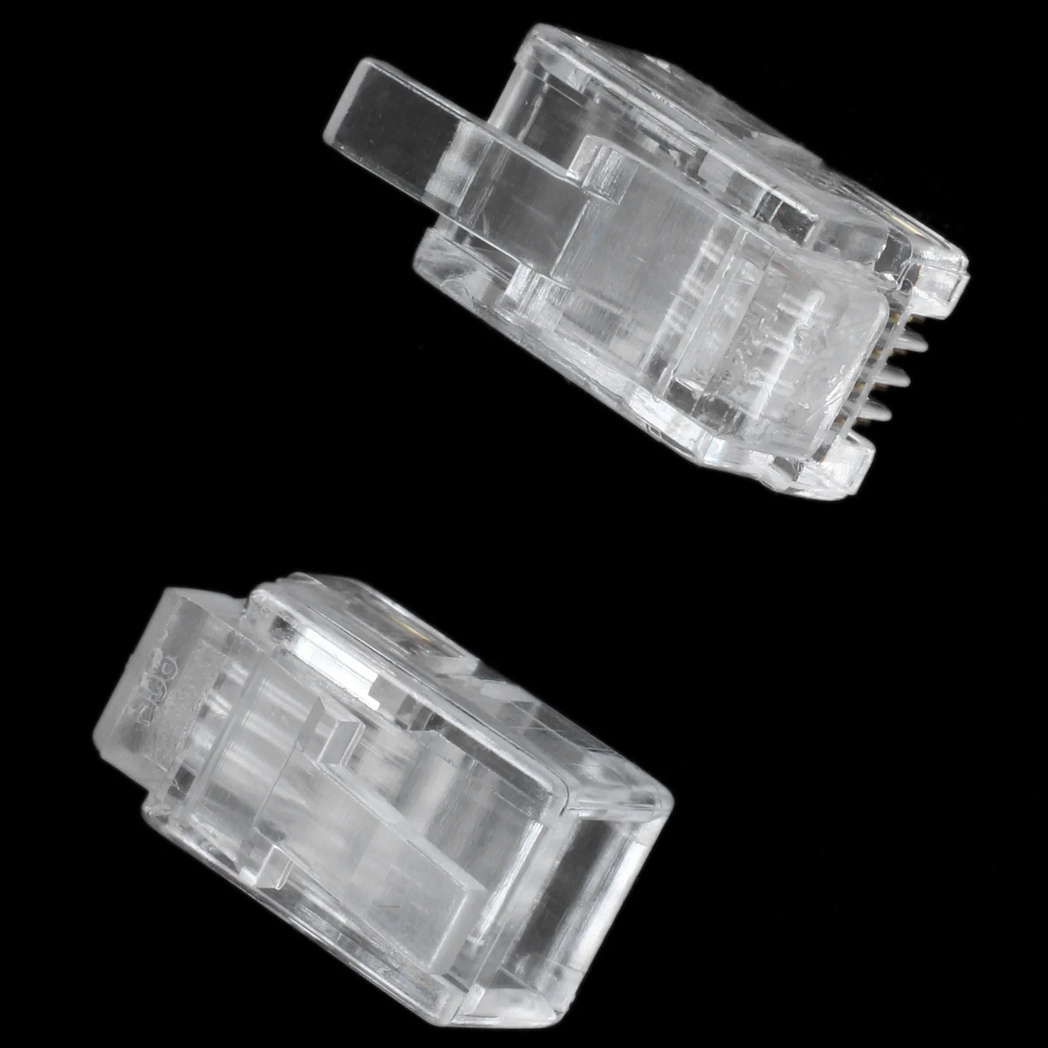 Adaptador plástico claro do telefone, conector 4P4C, RJ9, 30 Pcs