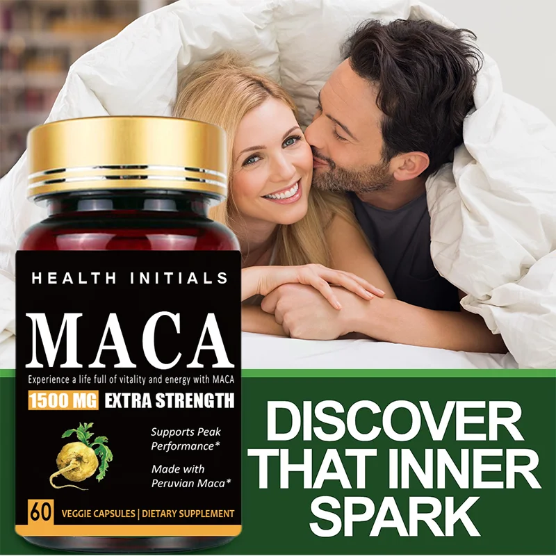 Extra Potency & High Purity - Maca Supplemental Capsules for Men, Boosts Energy, Mood & Performance