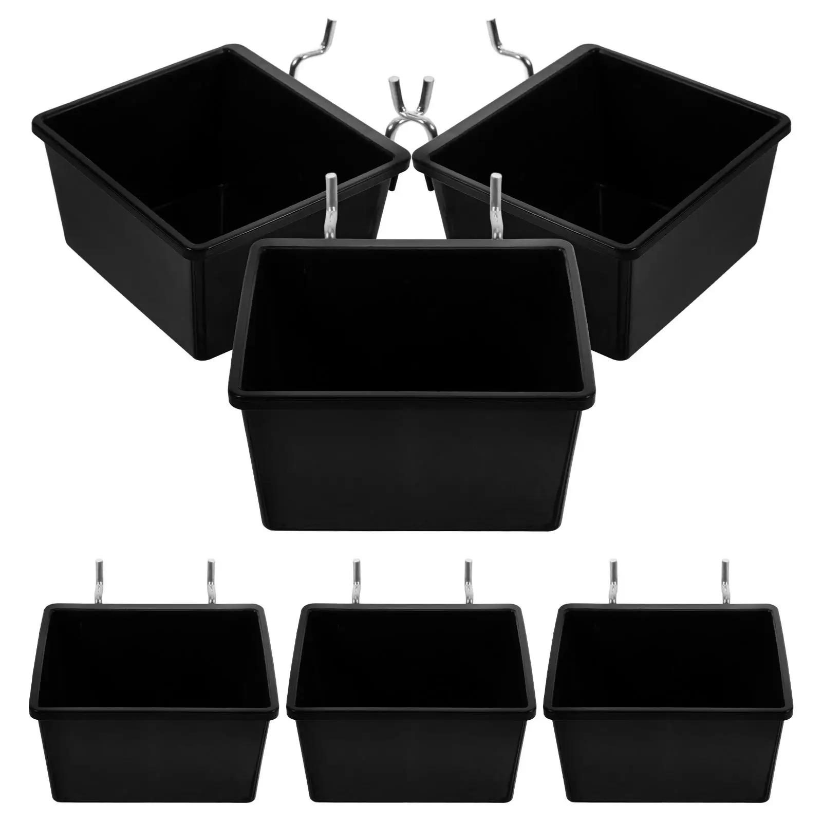 

6 Sets Parts Storage Box Peg Board Containers Grid Basket Bins for Pegboard Iron Accessories
