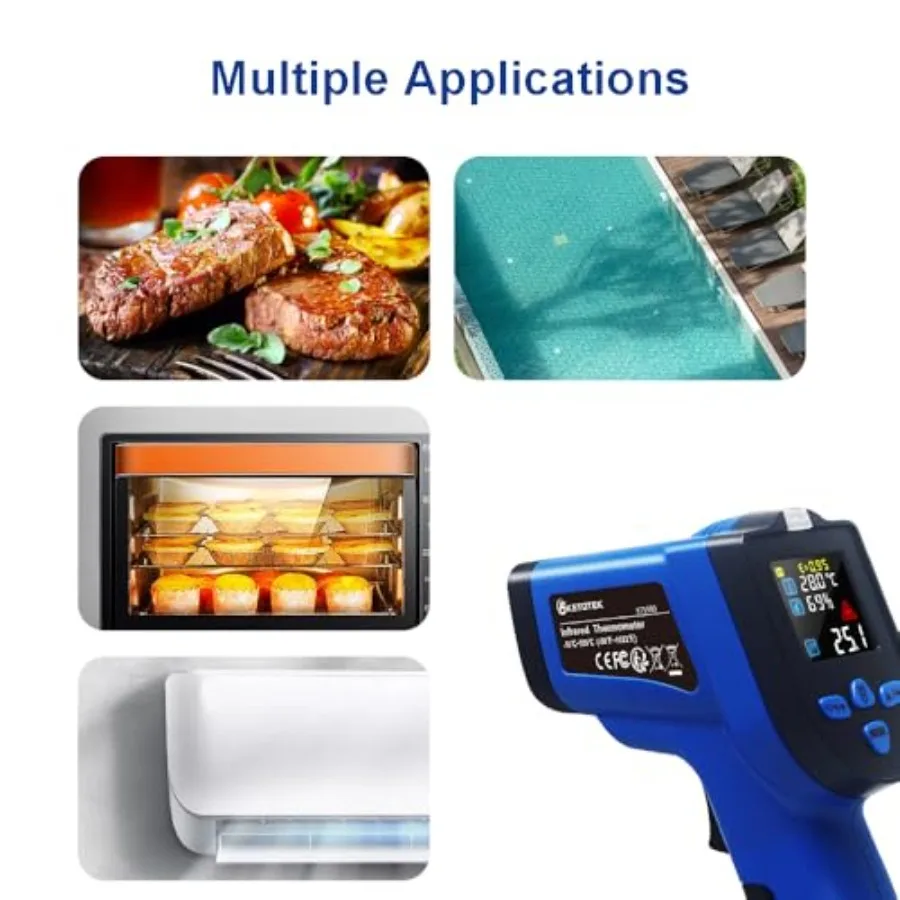 ميزان الحرارة بالأشعة تحت الحمراء مسدس درجة الحرارة بالليزر عدم الاتصال 581022F مع K نوع الحرارية التحقيق الرطوبة NCV كاشف اللون LCD f