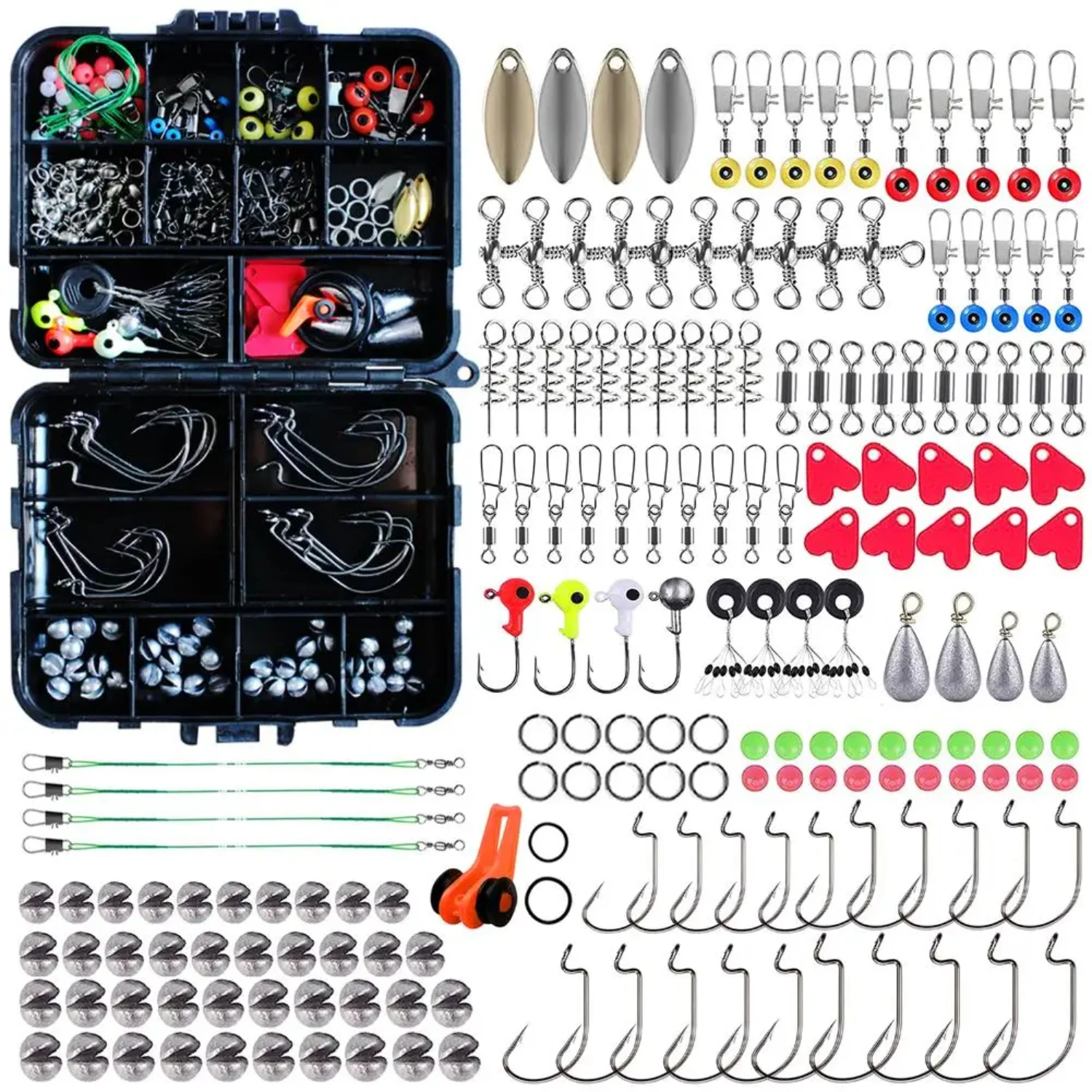 187pcs Fishing Tools Accessories Kit Set Including Fishing  Sinker Weights Fishing Set With Tackle Box